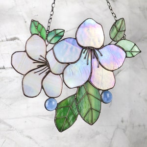 Sakura Flowers Stained Glass Suncatcher Spring Gift House Home Decor Window Hanging Wall panel Glass wall art Mothers Day gift