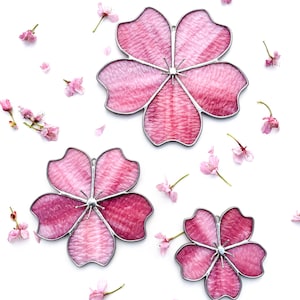 Made to Order -Pink Cherry Blossom Stained Glass Wall Art or suncatcher