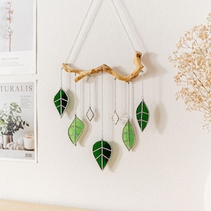 Green Dream Suncatcher Leaf for Tropical Boho Decor F26