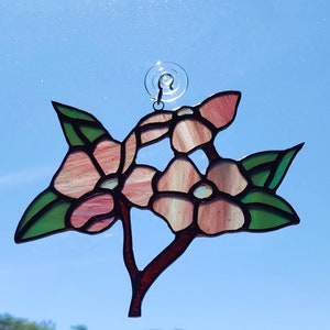 Handcrafted Stained Glass Cherry Blossom Suncatcher