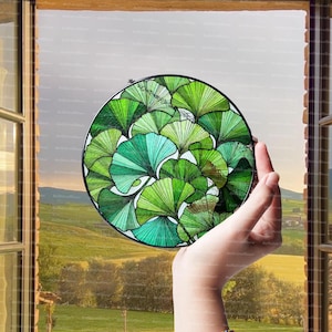 Ginkgo Leaf suncatcher, Ginkgo window hanging Art, Ginkgo Leaf  Glass, Garden decor Gift for Plant Lover, St Patricks Day, Plant Lover Gift
