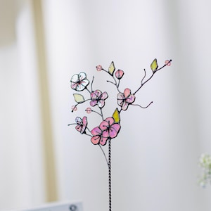 Cherry Blossom Stained Glass Suncatcher – Spring Window Decor – Sakura Flower Gift – Japanese Style Floral Art – Nature Gift