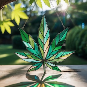 Marijuana Leaf Acrylic Suncatcher, Green Leaf Window Hanging, Nature Inspired Decor, Boho Leaf Ornament, Botanical Window Art,Funny 420 Gift